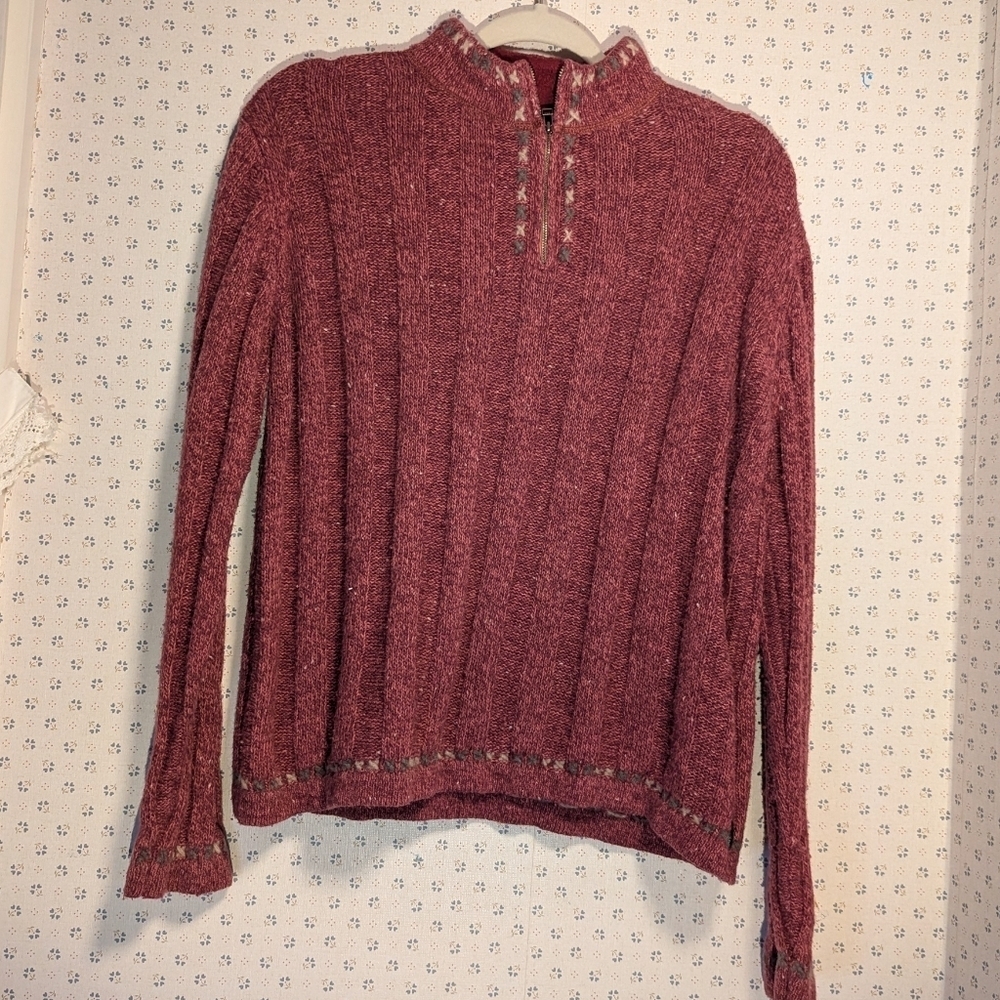 Woolrich Rosebud Raimie sweater Gramma Core, wool cable half zip pullover L